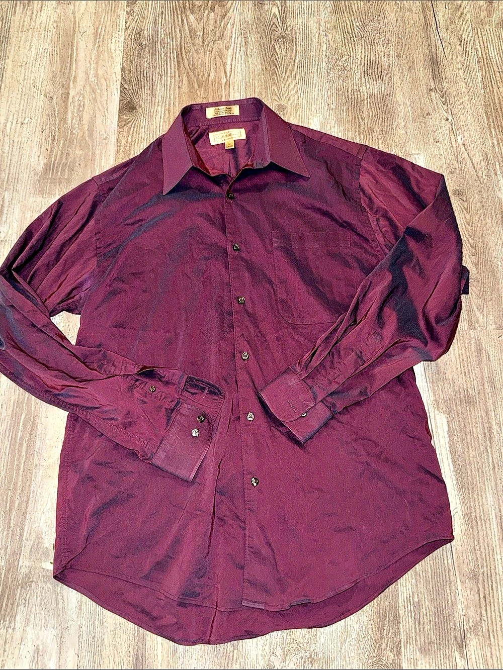 Croft & Barrow Iridescent Stretch Dress Shirt Men's Burgundy Medium